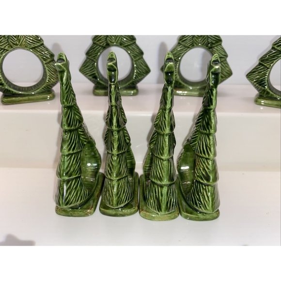 Vintage Ceramic Christmas Tree Napkin Rings Napkin Holders Set Of 12 - Picture 3 of 9